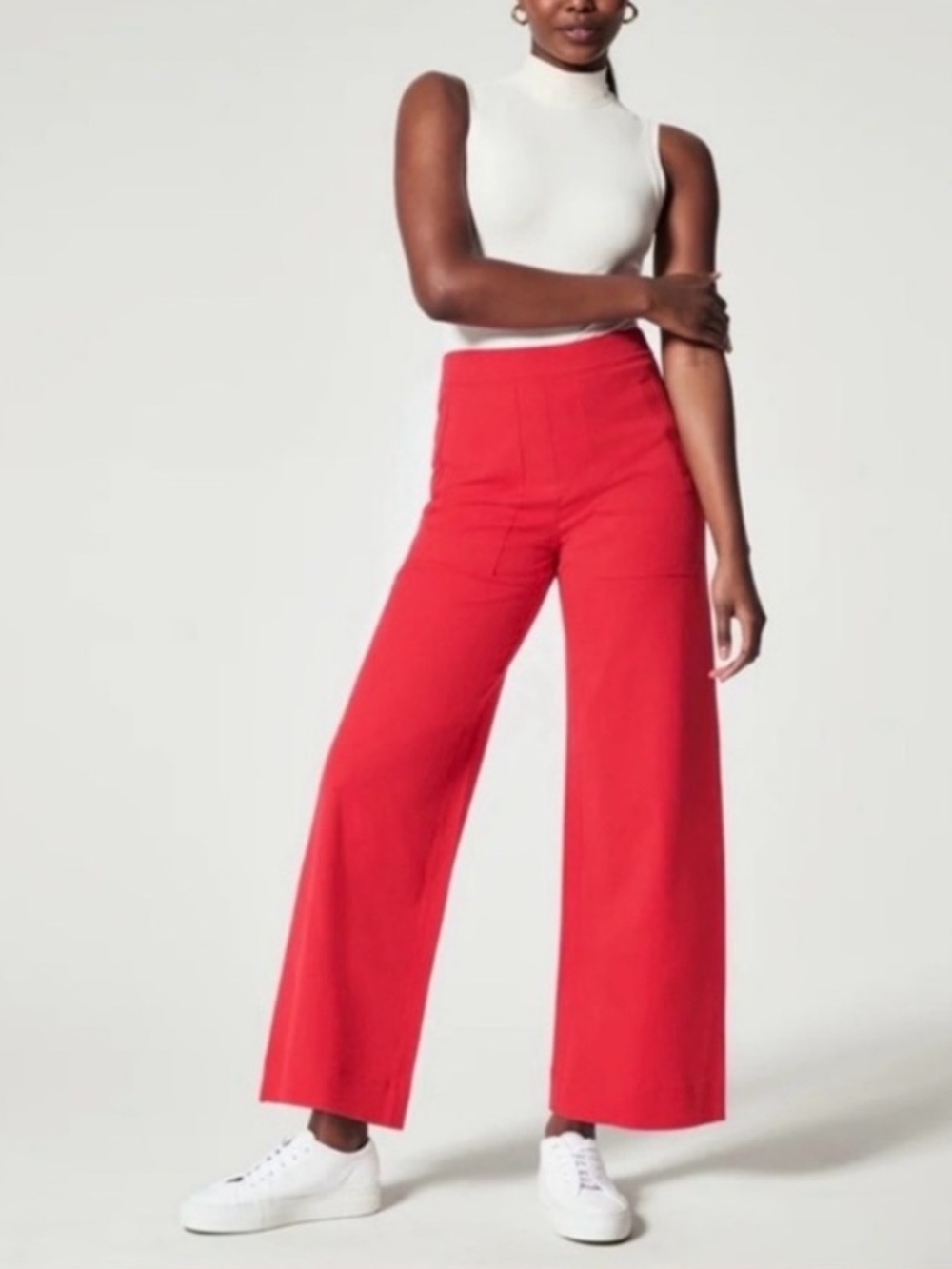 SPANX Red On the Go Cropped Wide Leg Pants
